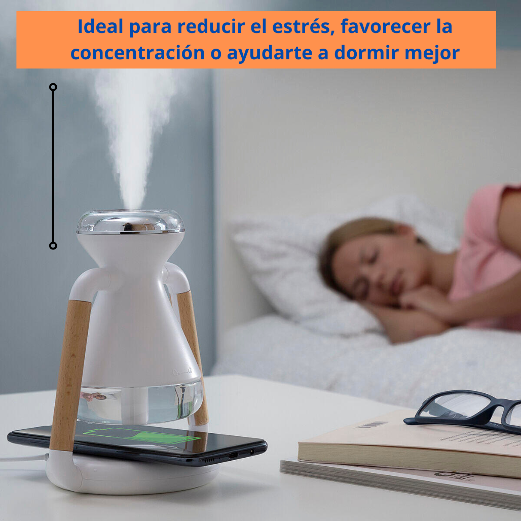 Humidificador Difusor de Aromas y Cargador Inalámbrico