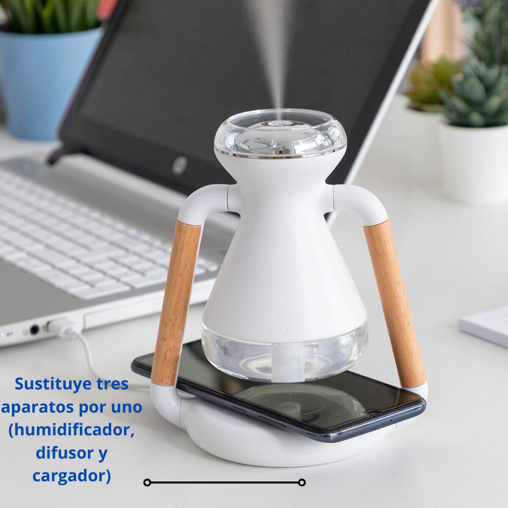 Humidificador Difusor de Aromas y Cargador Inalámbrico
